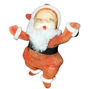 Small Vintage Flocked Dancing Santa Claus